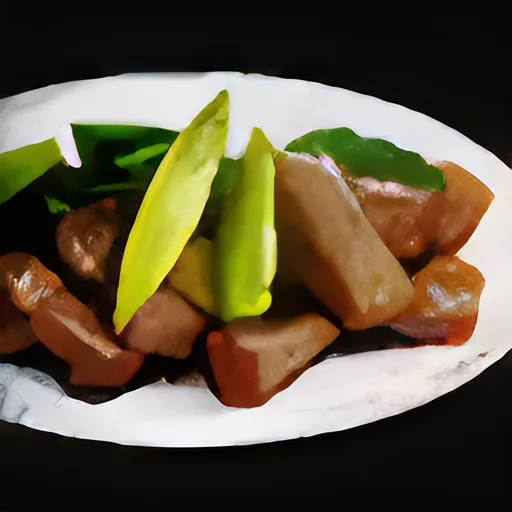 Plate of Roast Meat with Braised Leeks